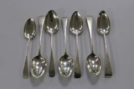 Seven Georgian silver tablespoons