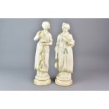 Pair of Parian Classical Maiden Figurines