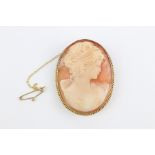 9ct Gold Shell Cameo Brooch