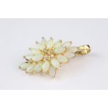 14ct Yellow Gold Opal and Diamond Pendant