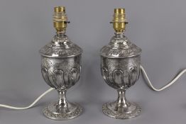 Pair of Walker & Hall Silver Plated Lamp Bases