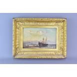 19th Century Oil on Board - Fishing Vessel