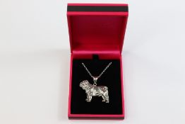 Silver English Bulldog Pendant and Chain