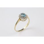 9ct Blue Topaz and Diamond Ring