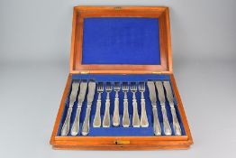Box of Silver Plated Fish Knives and Forks