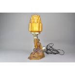 Czechoslovakian Amber Lamp and Shade