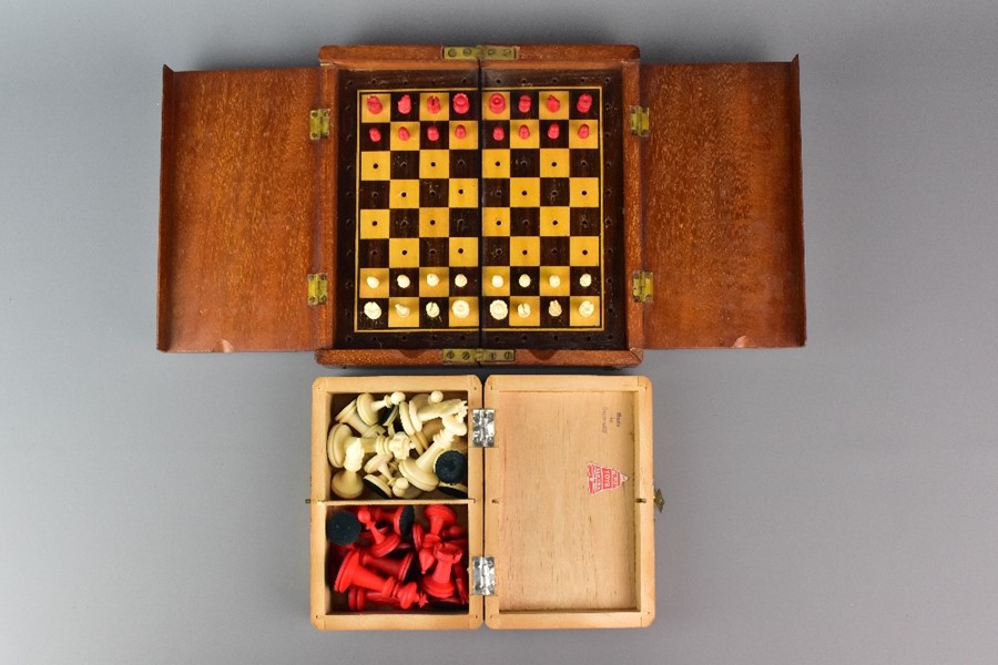 Edwardian Bone Travelling Chess Set