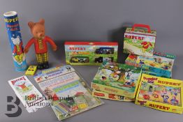 Vintage Rupert Bear Puzzles, Tin, Poster, Scarf and Toys