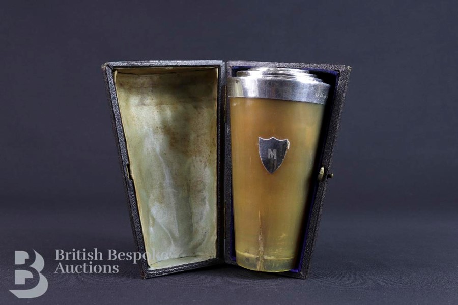 Pembrook & Dickins Eight Sterling Silver Rimmed Horn Beakers - Image 2 of 6