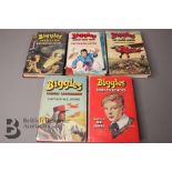 Five W E Johns Biggles First Edition Books in Dust Jackets