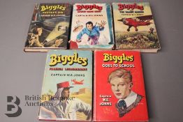 Five W E Johns Biggles First Edition Books in Dust Jackets