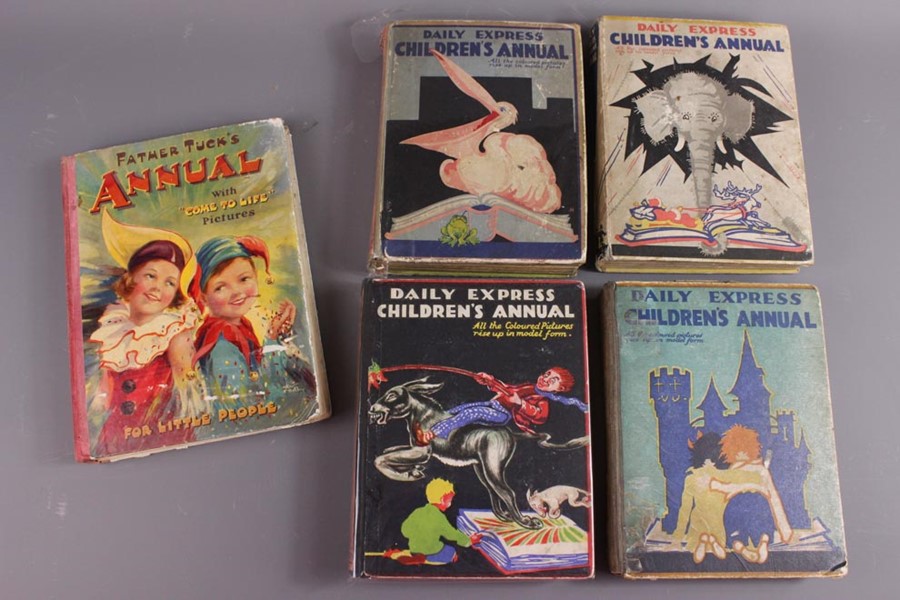 4 Daily Express Children's Annuals 1930 with Pop-ups Including Rupert The Bear & Father Tuck Annual