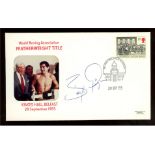 Boxing: Barry McGuigan autographed 1985 World Boxing Featherweight Title King's Hall Belfast cover.
