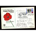 1972 Royal British Legion Poppy Factory cover with 9 signatures, mostly GC holders.