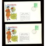 1973 6p Gum Arabic on Stuart FDCs with Marshfield Chippenham CDS x 3 covers.