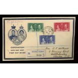 1937 Coronation illustrated FDC with Registered G.P.O. Hong Kong CDS.