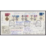 1990 Gallantry Royal Mail FDC signed by 11 VC holders, 9 GC holders & 1 MM. Unaddressed, fine.