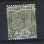 1890 5/- green & blue Mint, tiny thin at top, otherwise fine.
