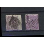 1855-57 6d lilac & 1865-67 6d mauve (without hyphen), plate 8, both used, fine.