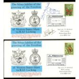 1981 Butterflies RAF Locking Weston Super Mare Official FDCs: 14p value (7) & 22p value (2),