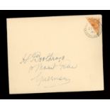 1940 George V 2d Royal Cypher bisect on plain FDC with Market Place Guernsey CDS.