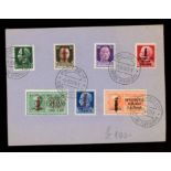 1944 plain postcard bearing 7 stamps "Repubblica Sociale Italiana" overprints,