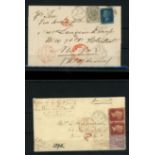 1871 wrapper with GB 6d grey & 2d blue + 1872 envelope with 6d mauve & pair of 1d reds.