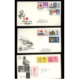 1963 FFH, Lifeboat, Red Cross & Cable FDCs, all Phosphor with relevant slogan H/Ss.