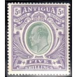1903-07 5/- grey-green & violet U/M, small tone spot at bottom left, otherwise fine.
