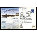 James Stewart: Autographed on 1982 RAF cover. Address label, fine.