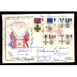 1990 Gallantry Cotswold FDC with 15 signatures, mostly George Cross holders & 2 VC holders.