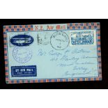 1934 Trans-Tasman Air Mail 7d light blue (SG 554) on 1934 First Trans-Tasman Air Mail Flight cover.