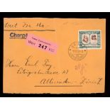 1930 2f brown & green F/U on front of registered cover Vaduz to Zurich.