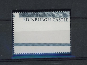 1992 £2 stamp with huge perforation shift so that stamp only shows "EDINBURGH CASTLE" & small part