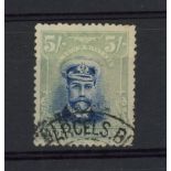 1924-29 5/- blue & blue-green used, couple of short perfs at left, otherwise fine.
