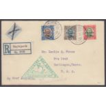 1931 Air Zeppelin set on Graf Zeppelin Islandfahrt registered cover Reykjavik to Harlingen, Texas,