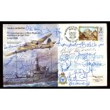 1985 50th Anniversary of Britain First Bristol Blenheim cover signed by 19 cricketers.