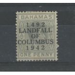 1942 Landfall 1d pale slate with unlisted Short "N" in "ONE" var. Mint, toned gum.