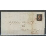 1840 1d black, E-K, F/U with central red maltese cross on cover from Bristol MAY 8th 1940,