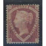 1870-74 1½d, plate 1, A-I, U/M.