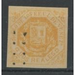 1866 2r yellow used, 4 margins, fine.