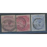 1883-84 2/6d, 5/- & 10/- F/U, fine.