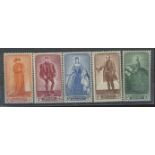 Belgium 1949 Portraits set U/M.