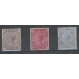 1883-84 2/6d Mint, 5/- unused & 10/- Mint, all with faults.