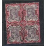 1887-92 10d deep shade block of 4 cds used, fine.