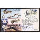 1990 The Night Blitz cover signed by 7 Battle of Britain participants. Printed address, fine.