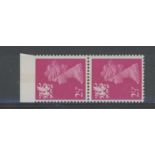 Wales 2½p OCP/PVA vertical pair Imperforate between top stamp & margin. U/M, fine.