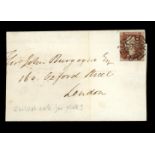 1841 (Apr 29) large part cover from Bedford to London, franked by 1841 1d red-brown plate 9, E-K,