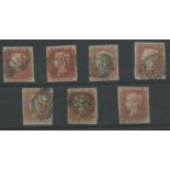 1841 1d reds used with numbers 17 to 23 in diamond cancels, 4 margins,