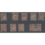 1870-79 ½d x 10 cds used.